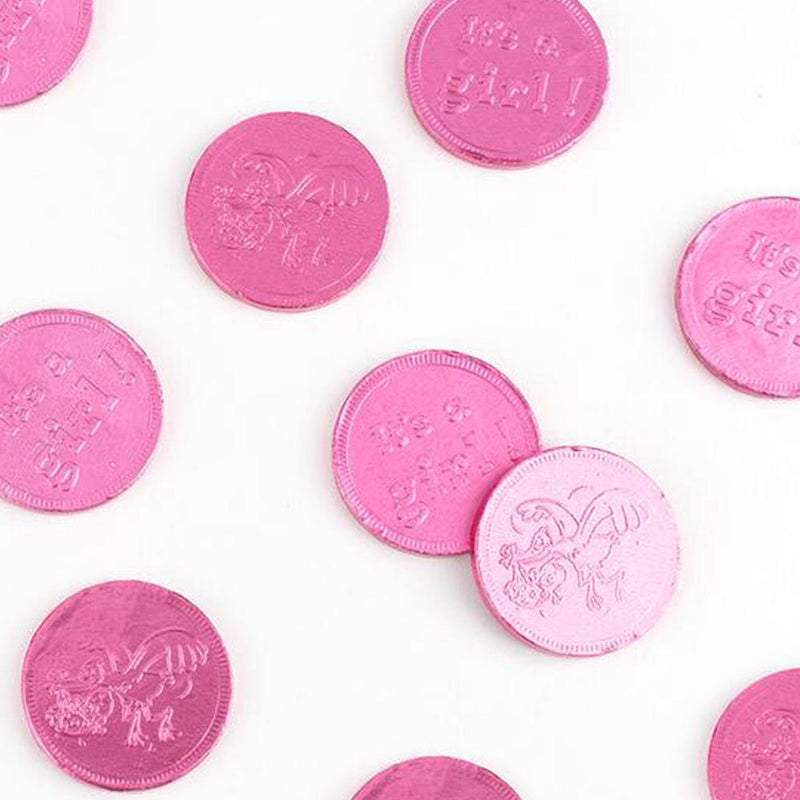 It's a Girl! Pink Chocolate Foil Wrapped Coins: 1lb