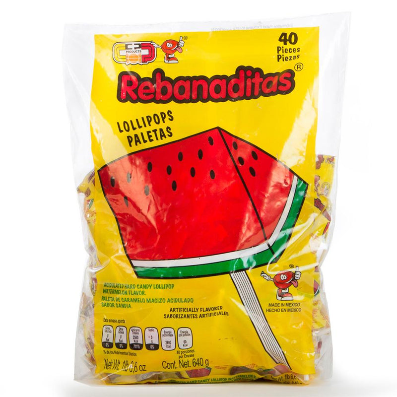Rebanaditas Watermelon Lollipops: 640g 40ct
