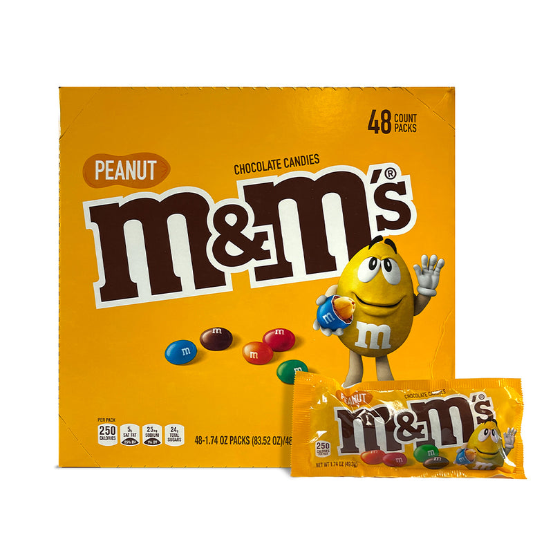 Peanut M&M's Full Size, 1.74 oz Bag, 48 Count