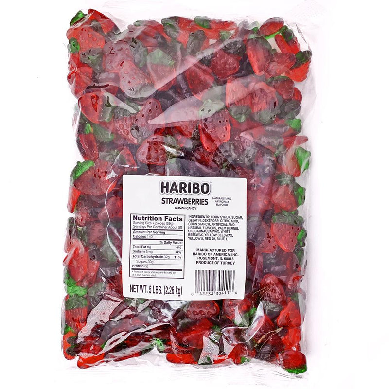 Haribo Strawberries Gummi Candy: 5lb